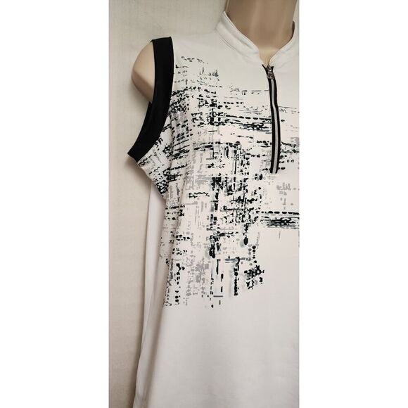 KATE LORD COLLECTION SLEEVELESS GOLF POLO TOP BLACK/WHITE SIZE M - Picture 3 of 7